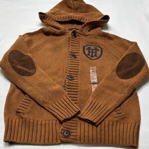 Tommy Hilfiger Brown Kids Hooded Jacket with Elbow Patches